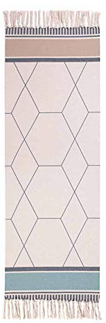 Alfombra Tejida a Mano con Borlas, Morbuy Algodón y Lino Estilo Bohemio Esterilla, Decorativo Manta Té Cuarto de Estar Alfombra Mesita Área de Alfombra (Geometría Gris Rosa,60 * 130cm)