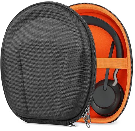 Geekria Schutzetui kompatibel mit Jabra Elite 45h, Evolve2 75/65/55/50/30, Ersatz Hartschalen-Reiseetui mit Kabelfach (Schwarz)