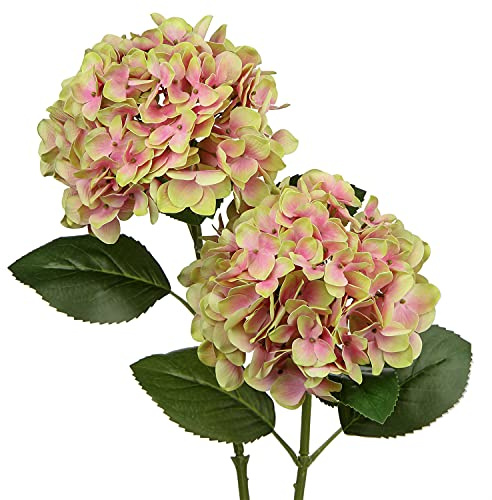 Briful Künstliche Hortensie Blumen Real-Touch Kunstblumen Wie Echt Hydrangea Kunstzweige Blumengesteck für Bürotischen, Hotels, Rezeptionen, Wartezimmer, Esstische, Cafes Dekoration, 2 Stück