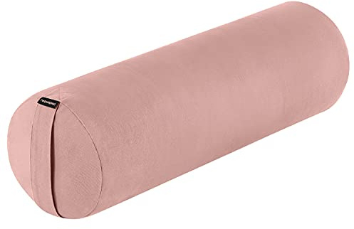 Retrospec Sequoia Yoga Bolster & Meditation Cushion Pillow - Supportive Yoga Block Alternative With Cotton Cover - Relieves Joint & Spine Stress - 28in X 10in Round