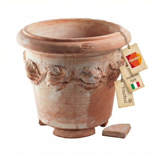 Teramico Blumentopf Pflanzgefäß Übertopf Italienisches Terrakotta inklusive Füße Conca Limoni -absolut frostfest- (36cm)