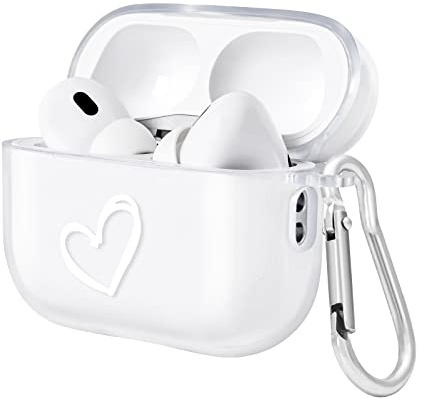 Newseego Hülle Kompatibel mit Airpods Pro 2 Hülle für Mädchen Frauen, Süße Liebesherz Muster [Front-LED Sichtbar] Weiche TPU Schutzhülle für Airpods Pro 2. Generation 2022 - Transaparent