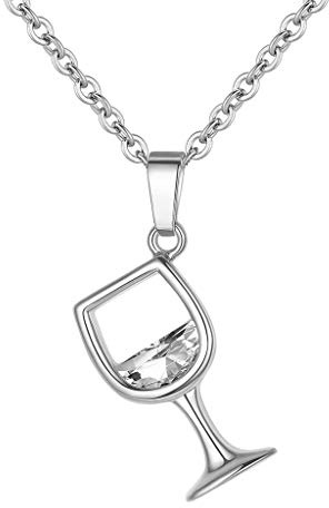 Yowablo Halskette Charms Geschenk Lange Glaskette Anhänger Zirkonia Schmuck Damen Wein Halsketten Anhänger Ketten Aufhänger Wand