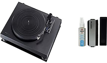 Teac TN-180BT-A3/B giradischi HiFi con trasmettitore Bluetooth per altoparlanti e cuffie, Nero & Meliconi Vinyl – Kit di pulizia professionale per tutti i tipi di dischi, colore: argento