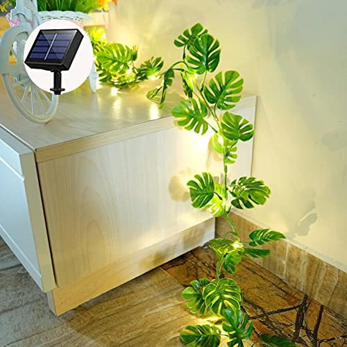 Solar Powered Blatt String Lichter Tropische künstliche Rattan Palmen Blätter Wand hängende Rebe Blatt, Sommer Dekoration für Hawaiian Luau Party Dschungel Strand Thema Tabelle Home Dekorationen