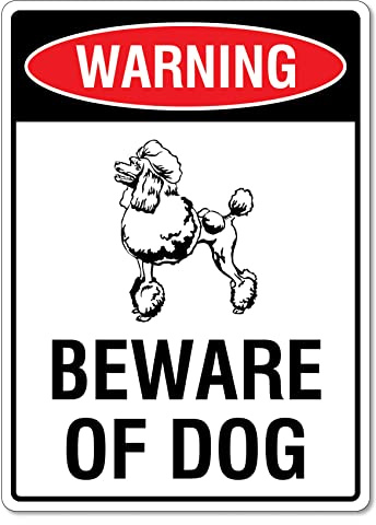 Señal De Advertencia, Advertencia Cuidado Con El Signo Del Perro Caniche Animal Cartel De Advertencia Resistente Cartel Metálico Retro Carteles De Pared De Metal Para Interiores,20X30Cm