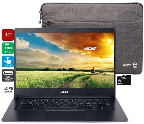 acer 2023 Chromebook 314 Laptop Computer 14” Full HD 1080P Touchscreen IPS Display Intel Celeron N4020 Processor (Up to 2.8GHz) 4GB RAM 64GB eMMC Webcam BT USB Type C Chrome OS + TiTac Accessory