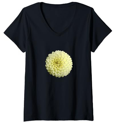 Grande fleur blanche de dahlia audacieux T-Shirt avec Col en V