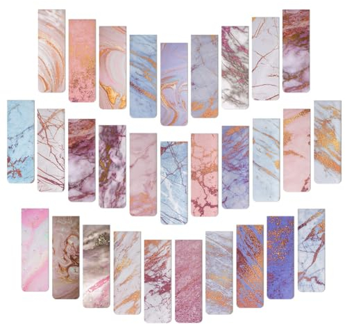 Vicloon Magnet Magnetische Lesezeichen, 30 Stücke für Kinder, Seiten Markierungen, Ermutigende Motive für Schüler, Lehrer, Schule, Zuhause, Büro (Marmor)