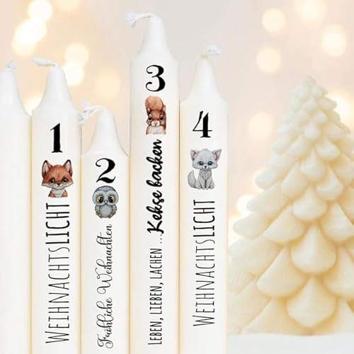 ilka parey wandtattoo-welt Kerzensticker Kerzentattoos Tattoofolie Weihnachten Winter Tiere Waldtiere für Kerzen oder Keramik A4 Bogen DIY Stickerbogen kst102