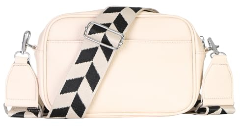 MATY FASHION Damen Tasche kleine Handtasche mit breiten Riemen Schulter Crossbody Bag moderne Umhängetasche 2528 (Creme)