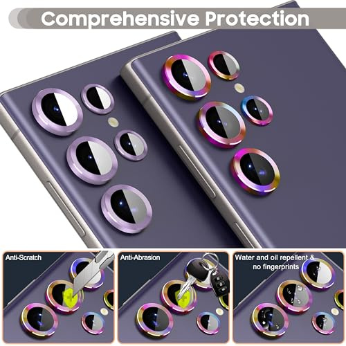 Diruite 2-Pack Camera Lens Protector for Samsung Galaxy S24 Ultra, HD Anti Scratch Tempered Glass + Aluminum Frame Lens Cover