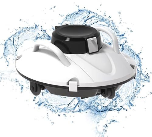 Cordless Robotic Pool Vacuum Cleaner, Automatic Swimming Pool Cleaning Robot, Strong Suction, 90 Mins Runtime, for Above Ground Pool & Inground Swimming Pool