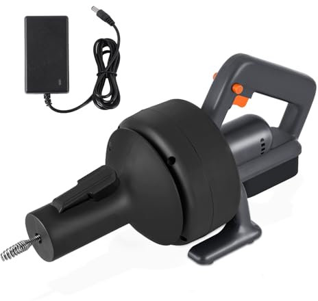 YUCHENGTECH 12V Sturatubi Elettrico Professionale 7,6m Molla Sturatubi Elettrica con Batteria da 2,5 Ah, 20-75mm,580 giri/min Sonda Sturatubi Elettrica Professionale