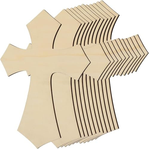 KEILEOHO 18 Stück unlackiertes Holzkreuz, Holzausschnitte, Holzkreuze zum Basteln, Holzkreuz für Wand, Halloween und Weihnachtsdekoration, 30,5 x 22,9 x 1,9 cm