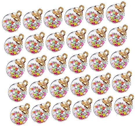 Cabilock 90 STK Mini-paillettenball Mini-weihnachtskugeln Kleine Kugelanhänger DIY Armbandanhänger Edelstein-anhänger Schmuck Kugeln Glänzender Strass-perlen-anhänger Colorful Plastik