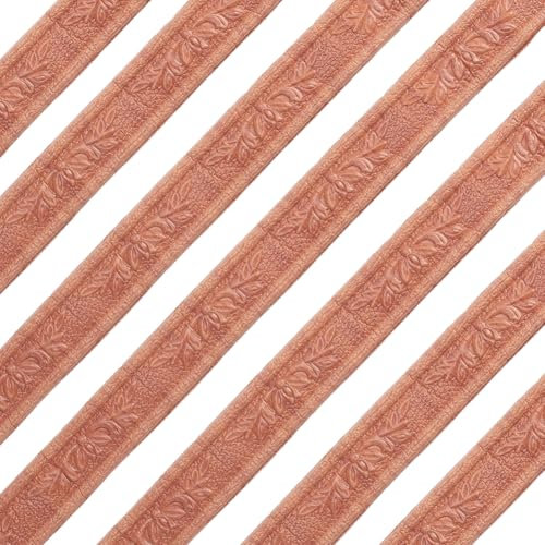 GORGECRAFT 4.6m 2Pcs Wallpaper Border 4cm Wide 3D Floral Wall Trim Line Waistline Skirting Border Self Adhesive Wall Edging Foam Baseboard Flexible Ceiling Moulding Trim for Home Decor, Sandy Brown