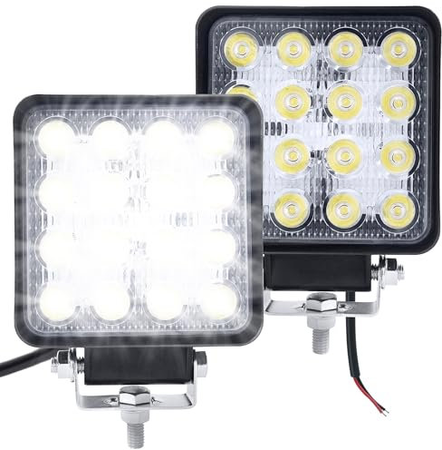 SUBTLETY 48W LED Zusatzscheinwerfer Auto Reflektor Scheinwerfer Offroad Arbeitsscheinwerfer Set 6000K Außen Strahler IP67 Wasserdicht Rückfahrscheinwerfer für Traktor SUV ATV PKW (2 Stück)