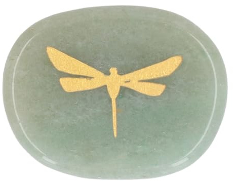 Piedra Calmante Piedra de Palma para Relajación Piedra de Preocupación con Superficie Plana Fácil de Transportar Cristal con Tallado único Ideal Piedra de Equilibrio (GREEN)