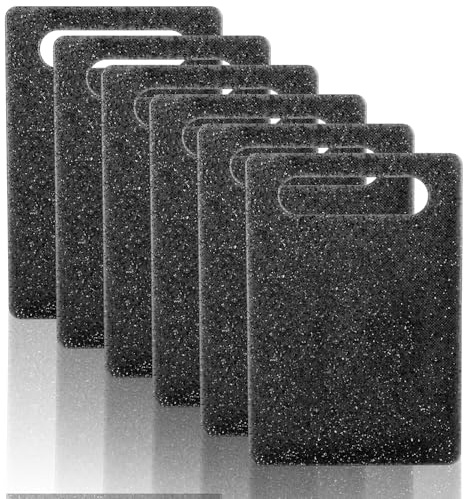 LOPYXBR 6 Stück Schneidebrett Kunststoff Schwarz, 24x16cm Schneidebrett Spülmaschinenfest, Frühstücksbrettchen Kunststoff, Brettchen Spülmaschinenfest Klein Küchenbrett