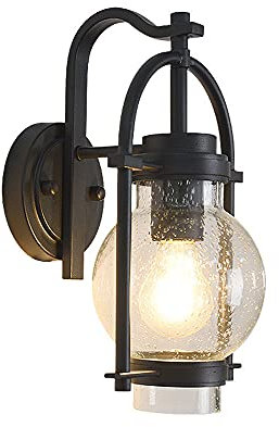 Lampada da Parete per Esterni Minimalista Industriale retrò con Finitura Opaca Nera IP65 Impermeabile e antiruggine Applique Patio Cortile Percorsi Lanterna