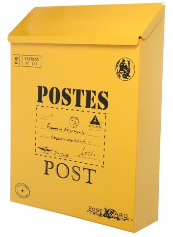 KONTONTY Boîte aux Lettres Murale en Fer, Design Rétro, Fermeture Sécurisée, Étanche, avec Porte-journaux, pour Maison et Bureau