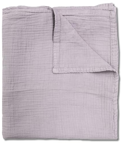 Sleezzz Musselin Decke, 150 x 200 cm, Leichte Sommerdecke aus 100% Baumwolle, Waschbar (Lila)
