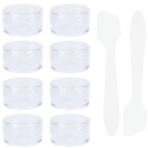 8 Stück Kleine Döschen 5ml mit Deckel Plastik Cremedosen zum Befüllen Leer Kosmetik Tiegel mit 2 Minispateln Creme Dosen Reise Töpfchen Döschen Set für Lippenbalsam, Lotion, Creme, (Transparent)