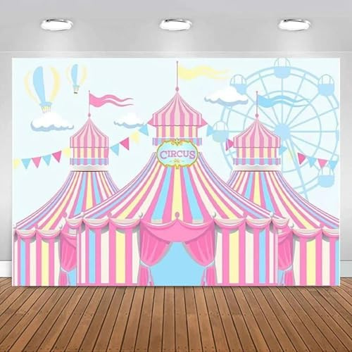 Sfondo rosa da circo, tendoni da giostra per carnevale, sfondo fotografico, buon compleanno per bambini, decorazione per feste in mongolfiera 240cmx180cm