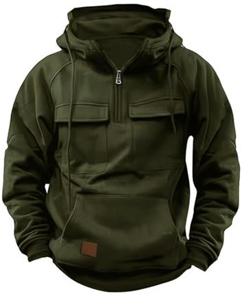 Volemo Kapuzenpullover Herren Zipper Hoodie Sweatshirt mit Kapuze Pullover ReißVerschluss Tasche Grün XL
