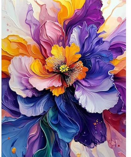 DAERLE Peinture Numero Adulte, Floral, DIY Peinture Acrylique pour Adultes, Belle fleur, Coloriage Par Numero la Décoration de la Maison 40x50cm (sans Cadre)