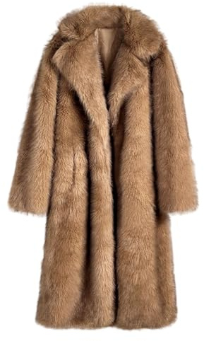 Abrigo Largo cálido de Piel sintética Peluda para Mujer, Abrigo de Invierno Esponjoso Parka Chaquetas largas Abrigos (Marrón,XL)