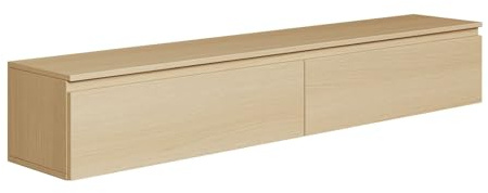 Selsey Hängeboard Bemmi 28,4x175x31,8 cm, Minimalistisches TV Lowboard, Lindberg-Eiche, Hochwertige Spanplatte mit ABS-Kanten, Zwei Klappenfächer,Melaminbeschichtet, Ideal fürs Wohnzimmer