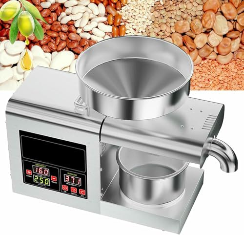 VYUJHNBG Automatic Oil Press Machine, Electric Touch Screen Kitchen Appliance, 40-260℃ Temperature Control, for Sunflower Flax Peanut Walnut Sesame Seed Oil Extraction