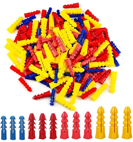 300Pcs Assorted Wall Plugs Set, Wall Plugs Assorted(5mm 6mm 7mm 8mm), Impact-Resistant Plastic Expansion Plugs Suitable for Brick Concrete Gypsum Plasterboard and Chipboard Fixings