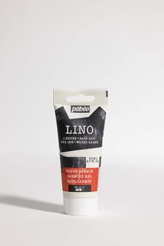 Pébéo Tinta Linograbado ROJO CARMIN 80 ml - Tinta Lino al Agua Ultra Pigmentada y Opaca, Impresión sobre linóleo y papel, Limpieza Fácil