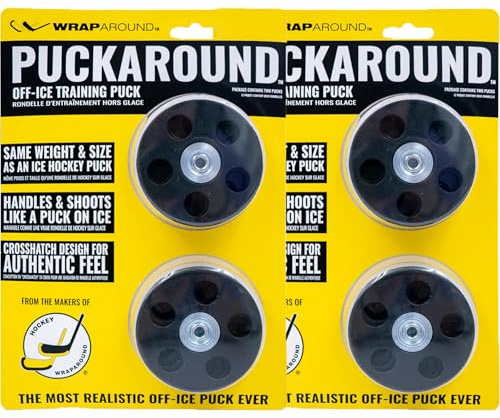 Wraparound Puckaround – Street & Roller Hockey Puck – 4-Pack – Real Ice Feel, Durable for Stickhandling & Shooting – Hockey Game & Training Equipment - Hockey Gifts & Gear for Players