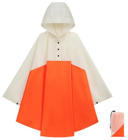KAKU NANU Rain Poncho Kids Waterproof Poncho Rain Coat Boys Girls with Hood Raincoat 11 12 13 Years