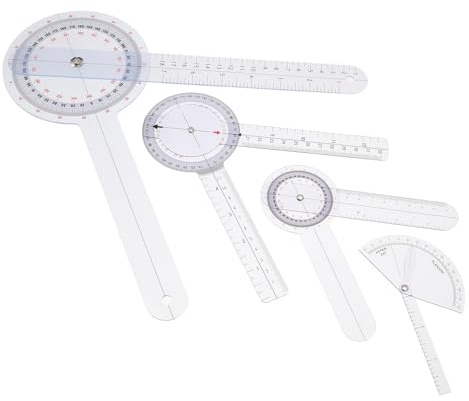 HOMSFOU 4pezzi Goniometro Angolare in Plastica Trasparente Righello Goniometro Portatile per Misurazione Multiangolo delle Articolazioni delle Dita delle Mani Piedi Calibro di Misurazione