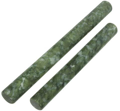 DECOMELODY 2 pezzi Mattarello in Pietra Naturale Rotella per Pasta e Ravioli Superficie Liscia Antiaderente Design Ergonomico Utensile da Cucina per Sfoglia e Impasti Delicati