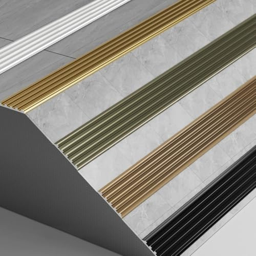 HOUKOIKBUG Profilé De Nez De Marche, Garniture De Bord Nez D’escalier, Protecteur De Bord D’escalier Bande De Garniture De Bordure Antidérapante(Gold)