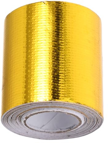GRIRIW Ruban Adhésif Thermique Voiture Aluminium Doré Barrière Thermique Adhésive Haute Résistance Isolation et Protection Moteur la Chaleur Rouleau Réfléchissant pour Échappement