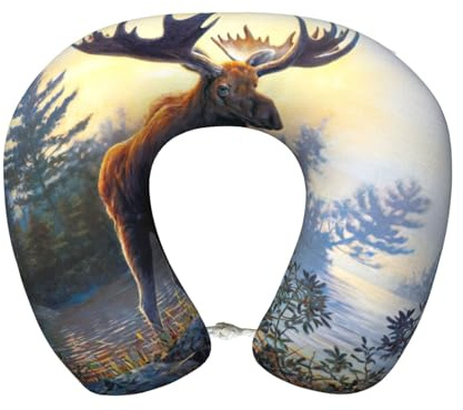 cchgnm Cuscino da viaggio con stampa di cervo alce autunnale, cuscino da collo in memory foam, cuscino portatile per hotel, campeggio, dormienti laterali e dormienti sulla schiena
