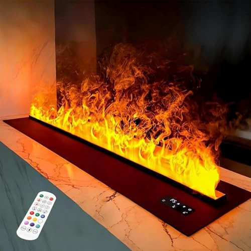 Camino Elettrico Ad Acqua Camino a Vapore Acqueo 3D Fiamma Simulata Livelli Luminosità Pannello Metallo 3 Mm Ultra Sottile Telecomando E Touch Acciaio Inossidabile Spazzolato