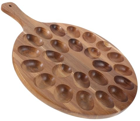 SHINEOFI Vassoio Portauova in Legno Massello per Uova Ripiene Organizer Grande per Uova di Gallina Design Liscio e Sicuro per Cucina e Feste di Pasqua