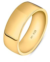 Amberta Alianza Plata de Ley 925 para Hombre | Anillo de Boda Chapado en Oro Ancho 5 6 8 mm