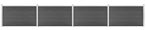 Owoxanthellate Clôture de jardin WPC 699 x 105 cm - Noir - Profil en aluminium - Modulaire - Brise-vue - Clôture pour chien