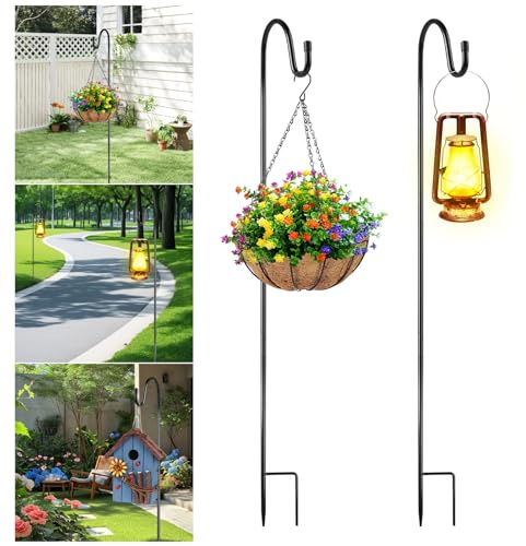 2 stycken trädgårdshårskrokar justerbar höjd 80 cm, svart (31,5 tum)