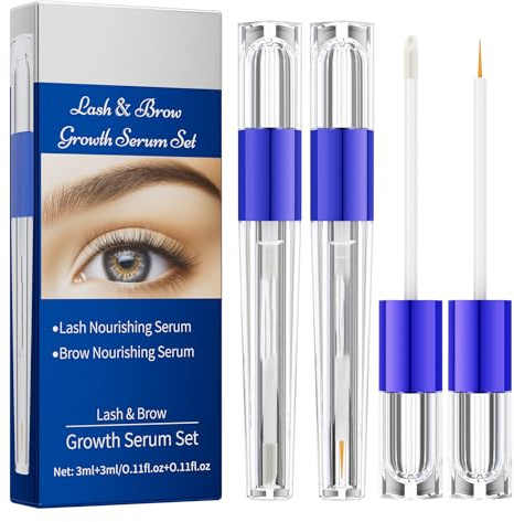 Sérum de Crecimiento Pestañas y Cejas 3ml+3 ml, Crea PestañAs Largas, Tratamiento Fortalecedor y Alargador para Pestañas y Cejas, Gruesas y Hermosas,Llenas y Gruesas, Más Llenas