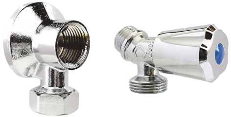 Bundle SOMATHERM FOR YOU - Applique murale pour robinet de machine à laver avec écrou collet battu Ø14mm et robinet standard à clapet, laiton chromé, installation facile, norme ACS